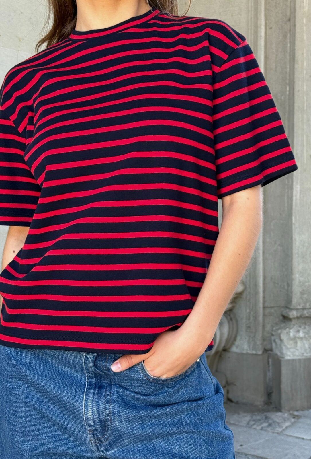 Boii Mejse O-neck Tee Stripe Navy/Red
