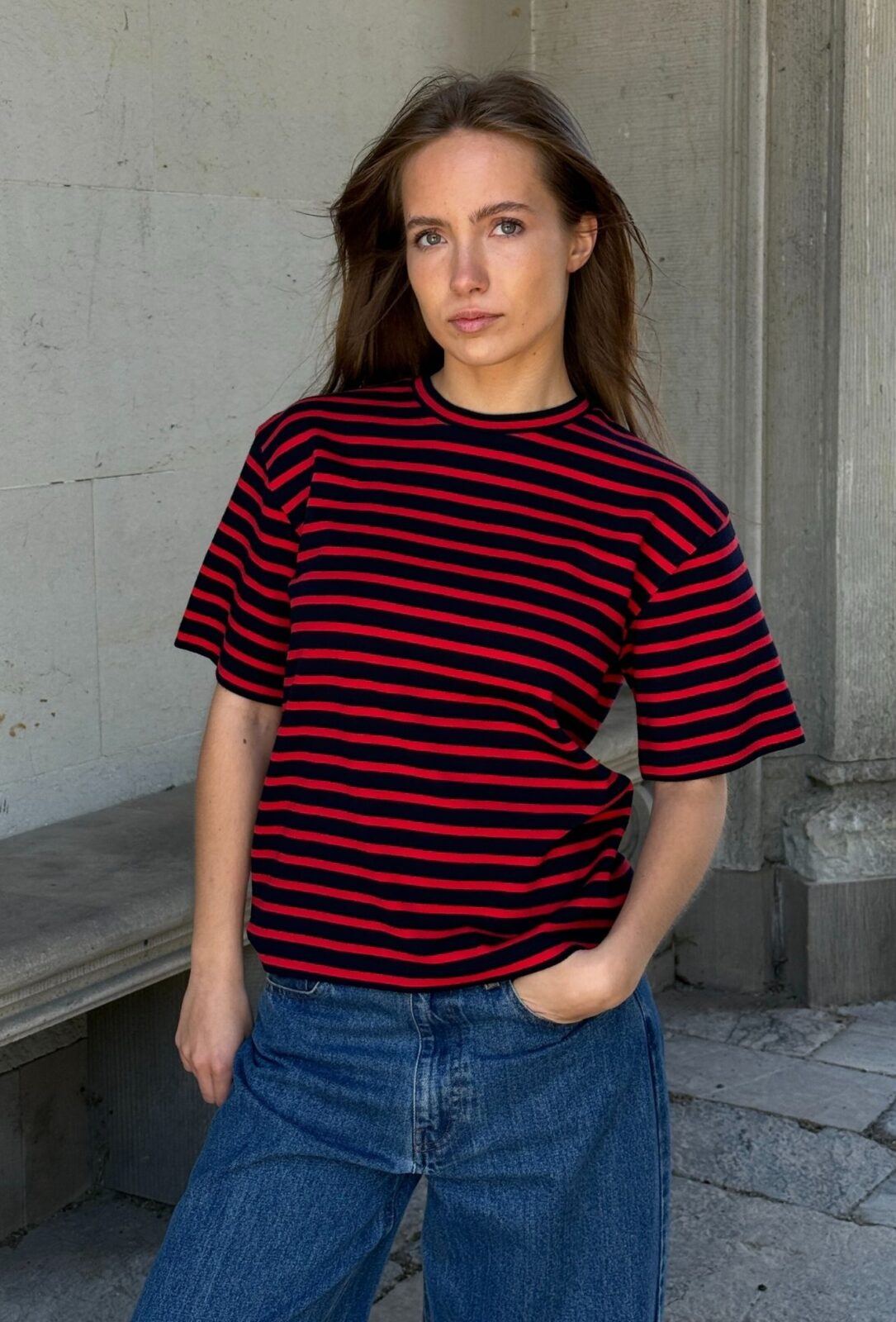 Boii Mejse O-neck Tee Stripe Navy/Red