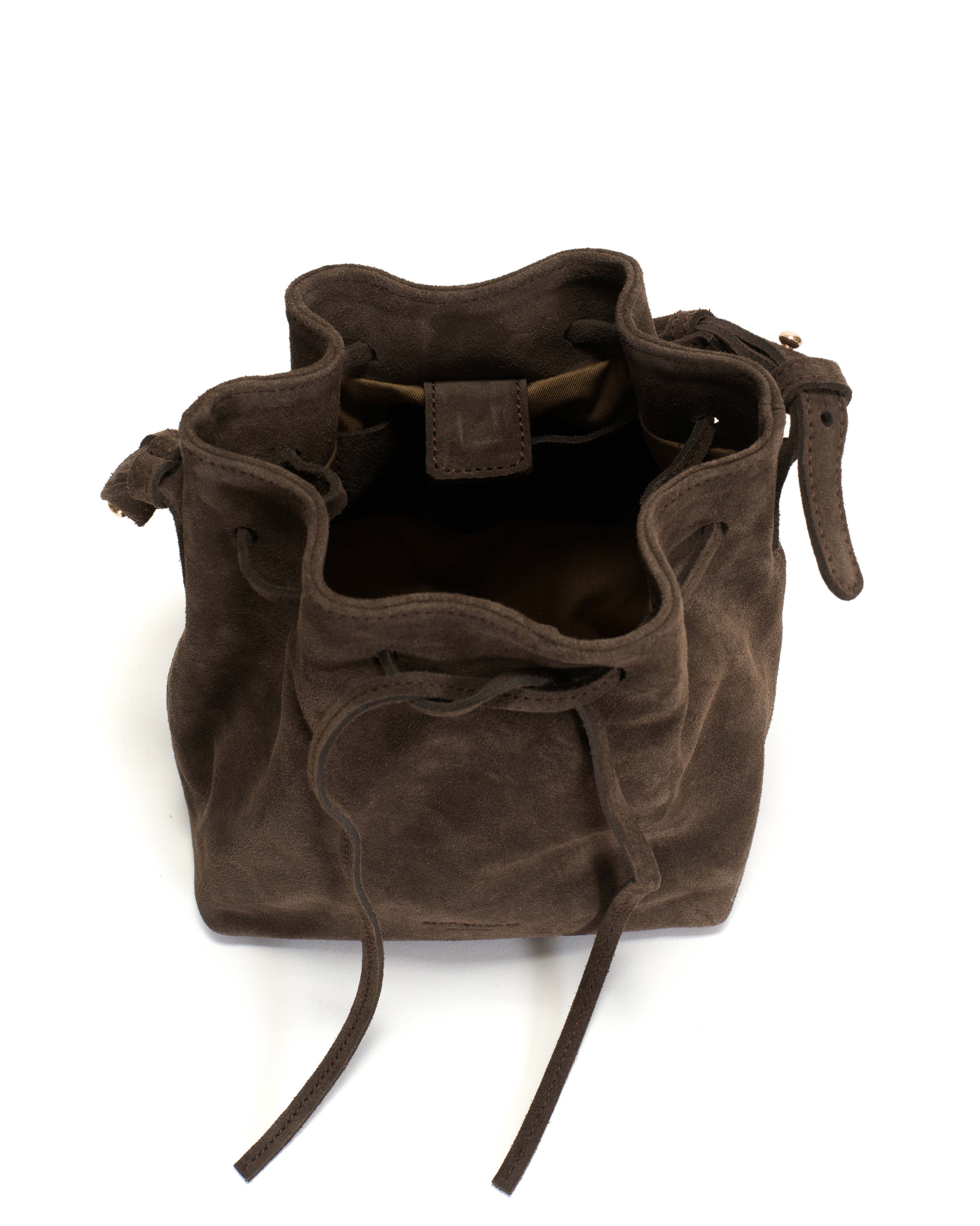 Anonymous Copenhagen Kacey Petite Bucket Bag Calf Suede Coffee Brown