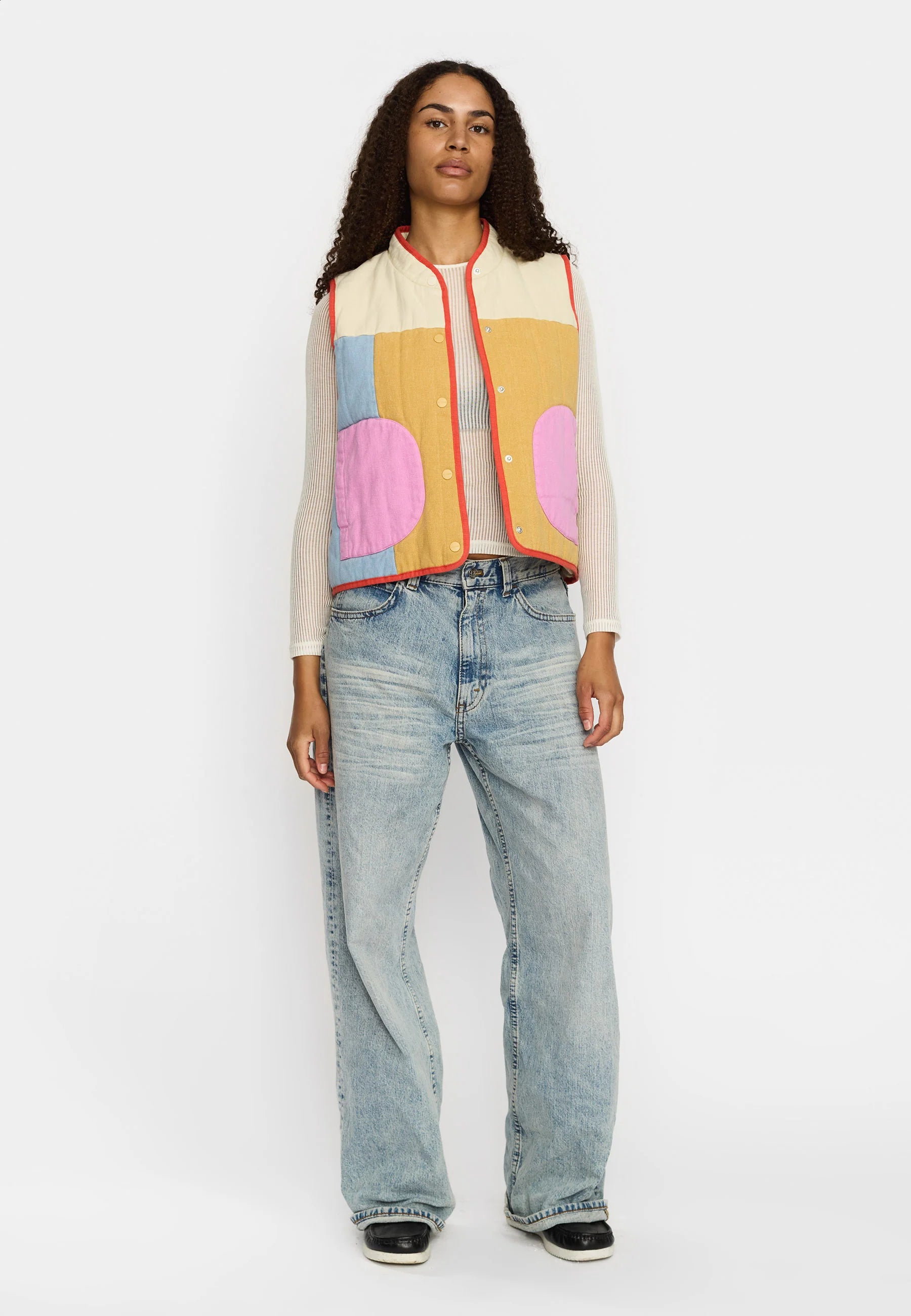 SELFHOOD Quilted Patchwork Vest 77362 Offwhite