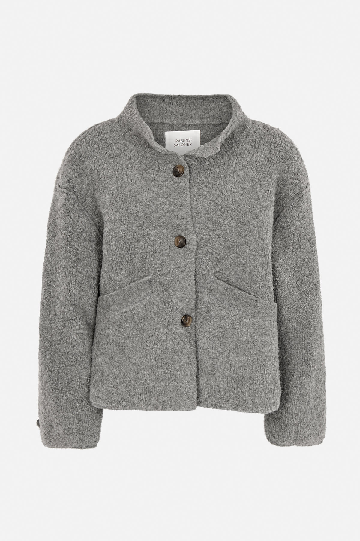 Rabens Saloner Emel Sheep Knit Reverse Jacket Grey Melange