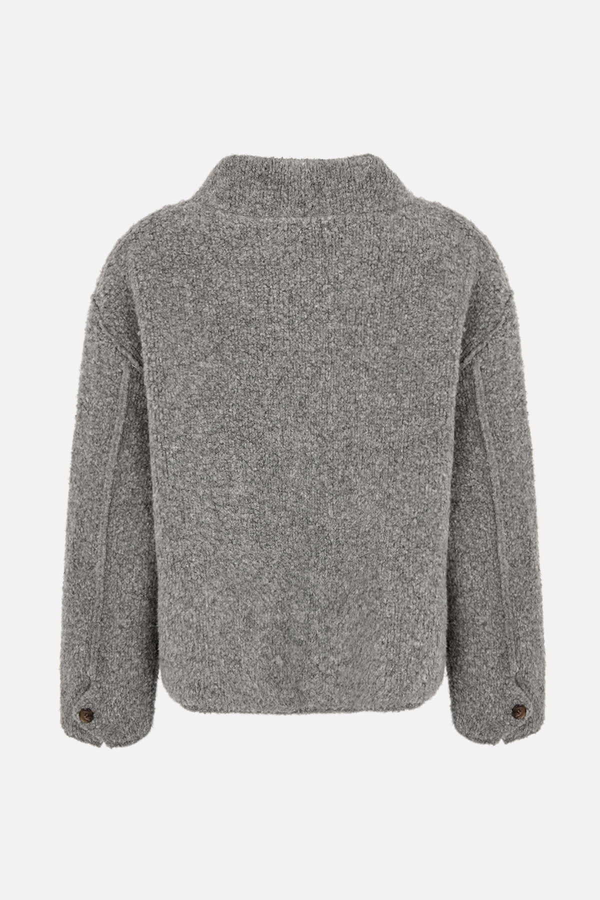 Rabens Saloner Emel Sheep Knit Reverse Jacket Grey Melange