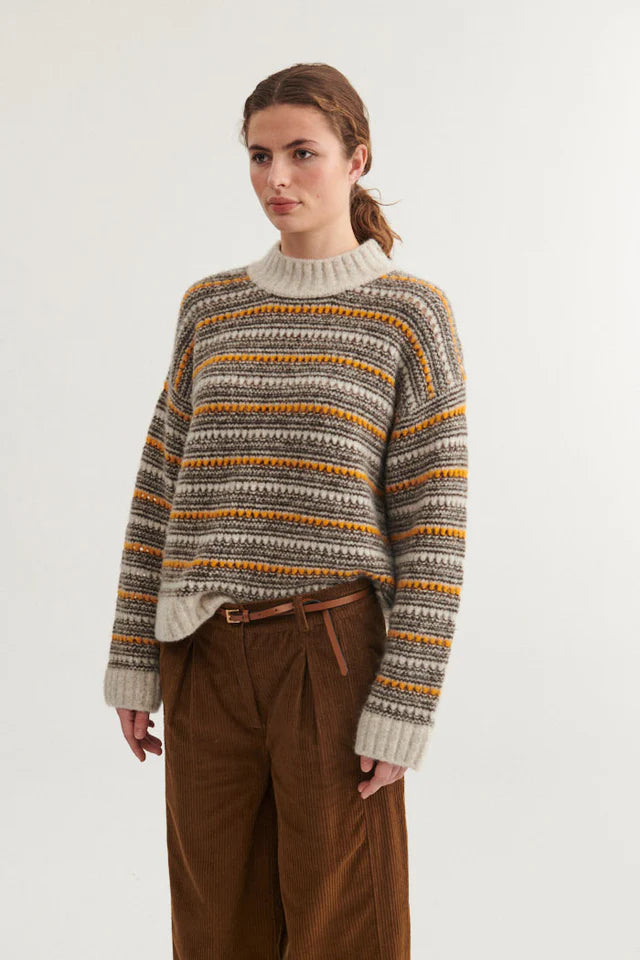 Basic Apparel Sally High Neck Light Grey mel./Carafe/Buckskin