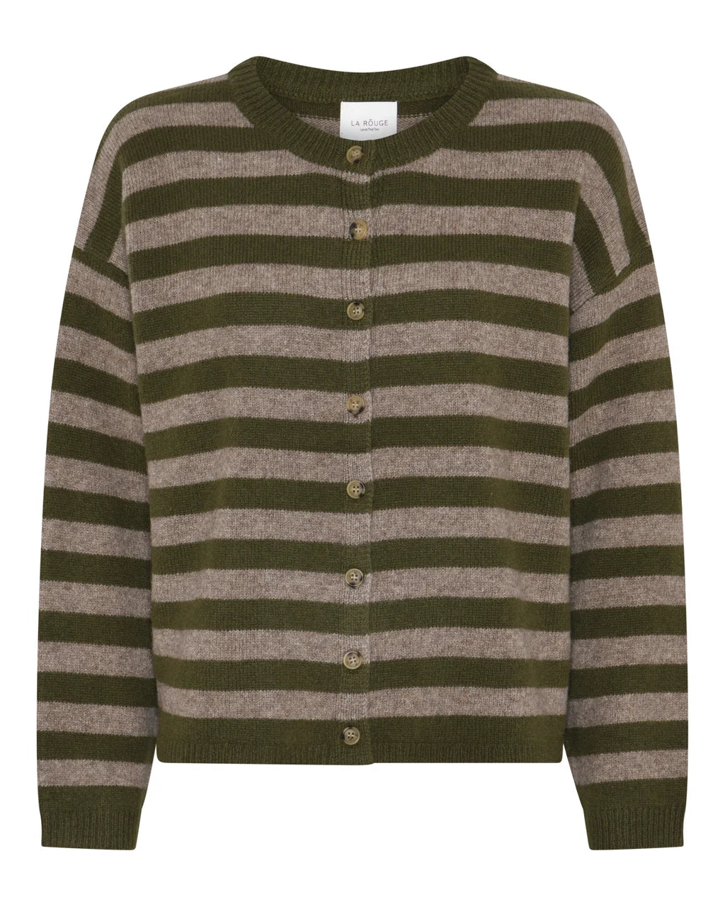 La Rouge Sisse Striped Cardigan Green/Camel Melange