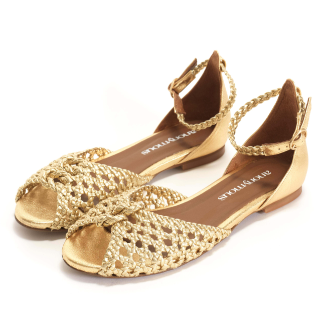 Anonymous Lucy Calf Suede & Braid Gold