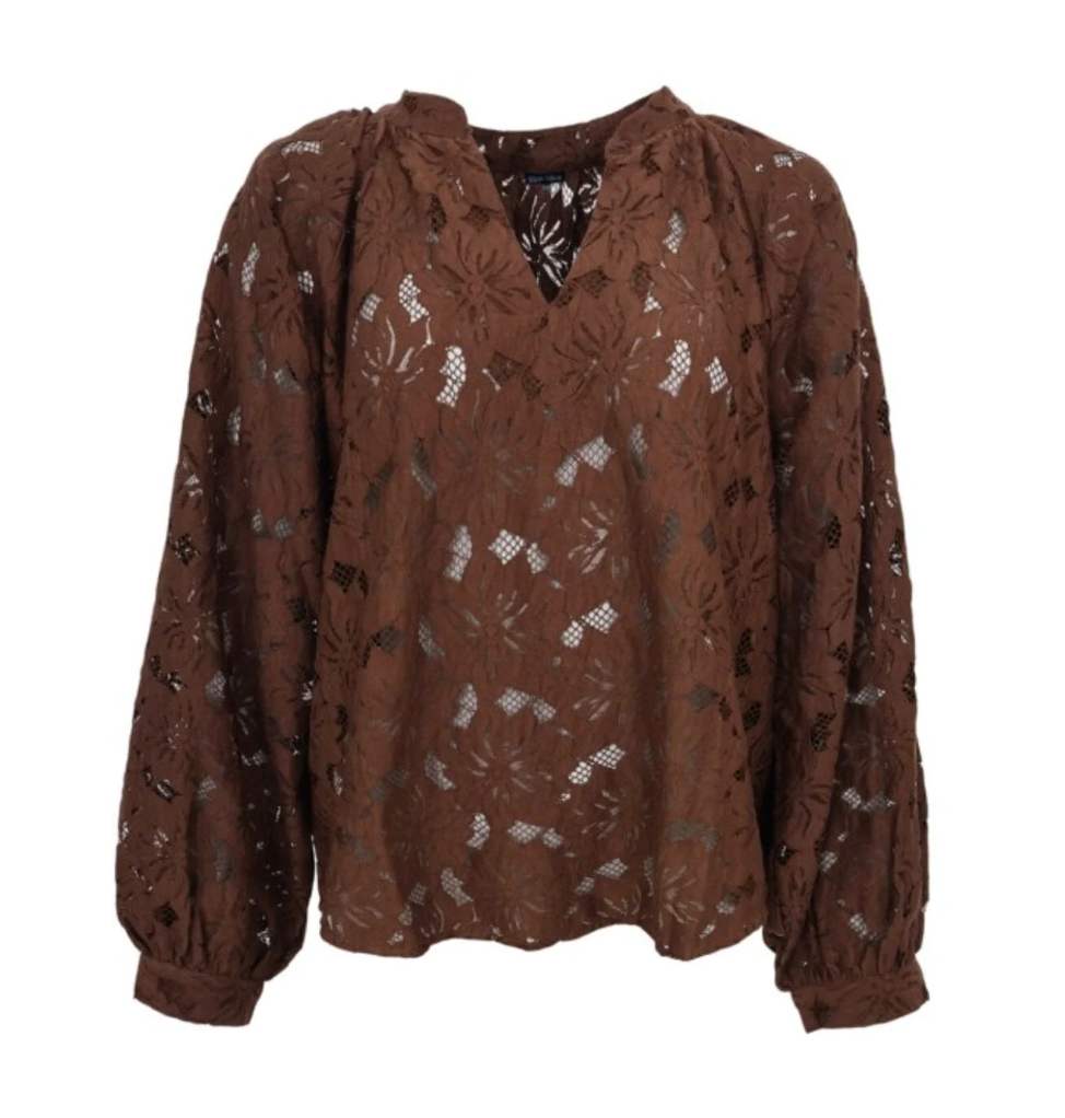 Black Colour Bcnelly Flower Blouse Coffee