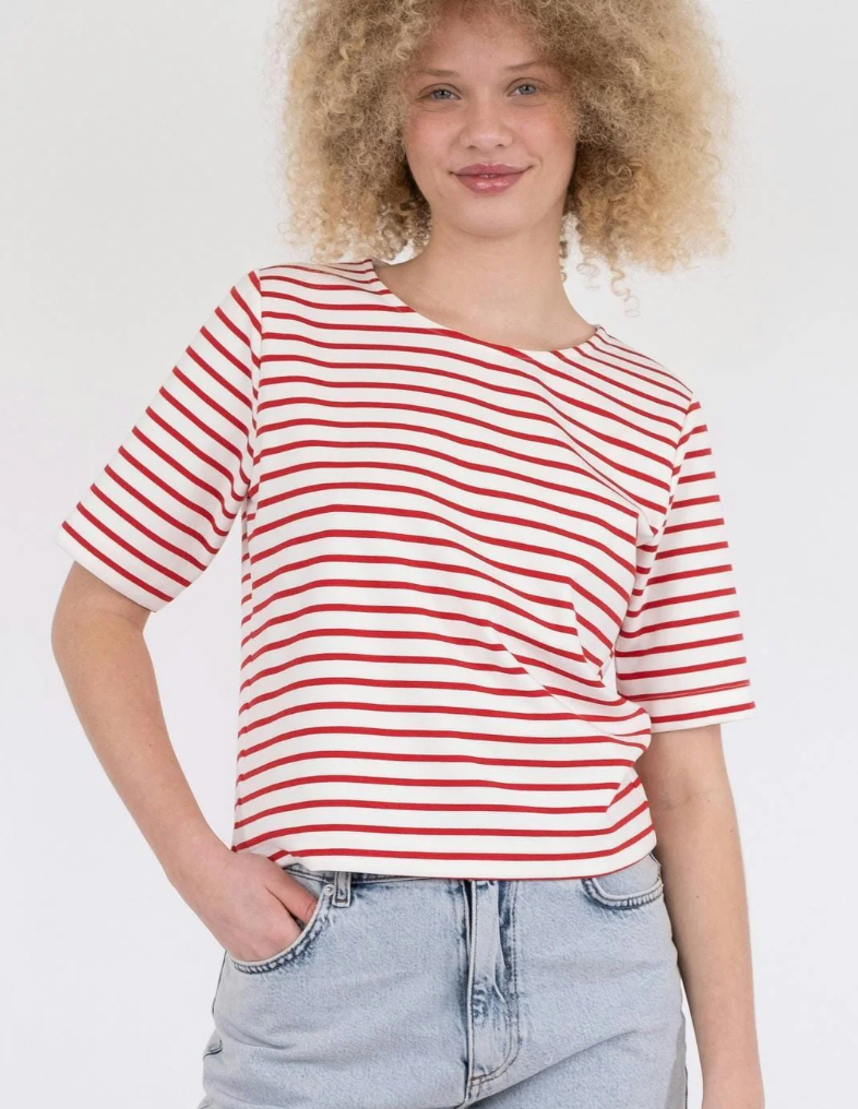 Neo Noir Soanie Stripe Tee Red