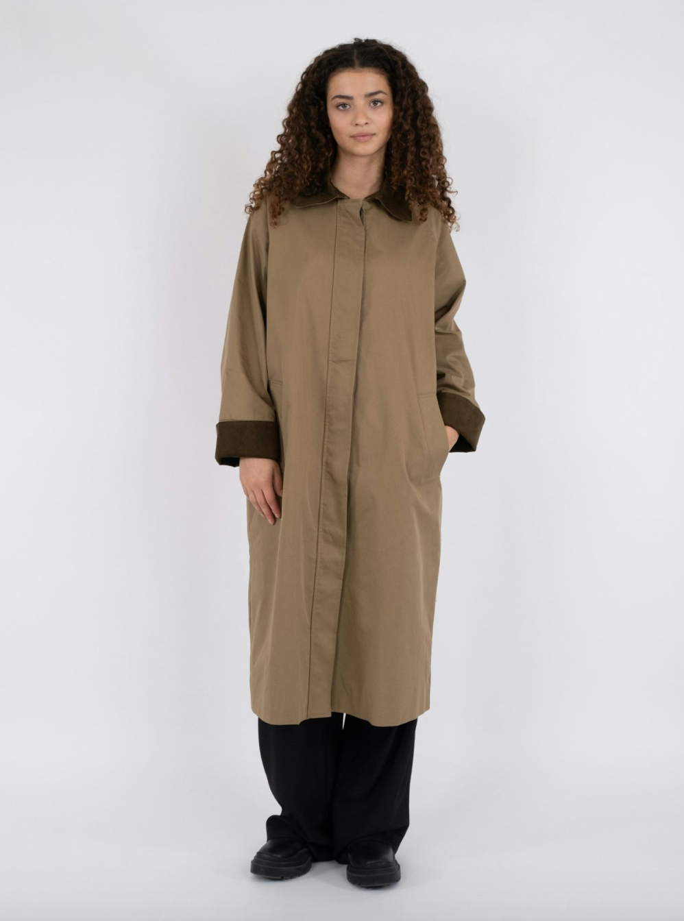 Neo Noir Anneli Cord Coat Khaki