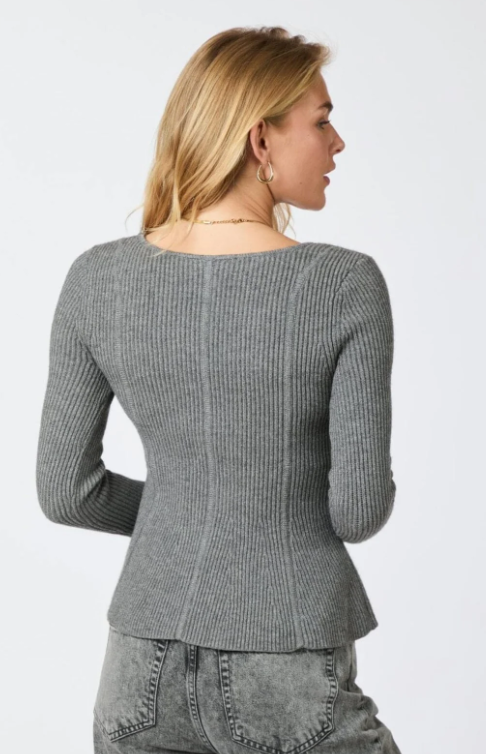 Neo Noir Sorene Knit Blouse Dark Grey Melange