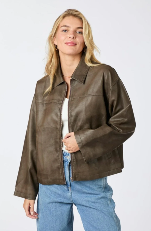 Neo Noir Titan Faux Leather Jacket Dark Brown