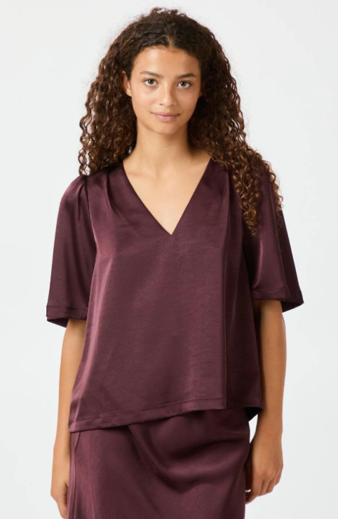 Neo Noir Largo Heavy Sateen Blouse Burgundy