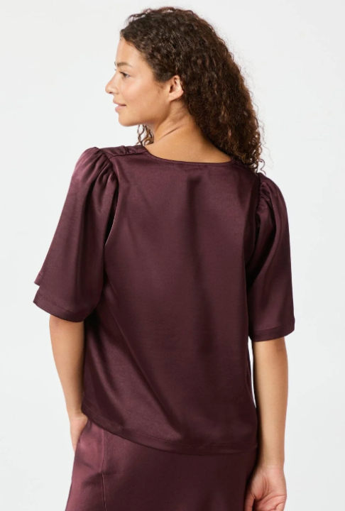 Neo Noir Largo Heavy Sateen Blouse Burgundy