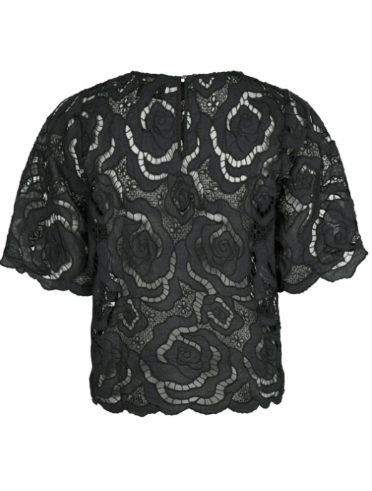 Neo Noir Trisha Big Lace Blouse Black