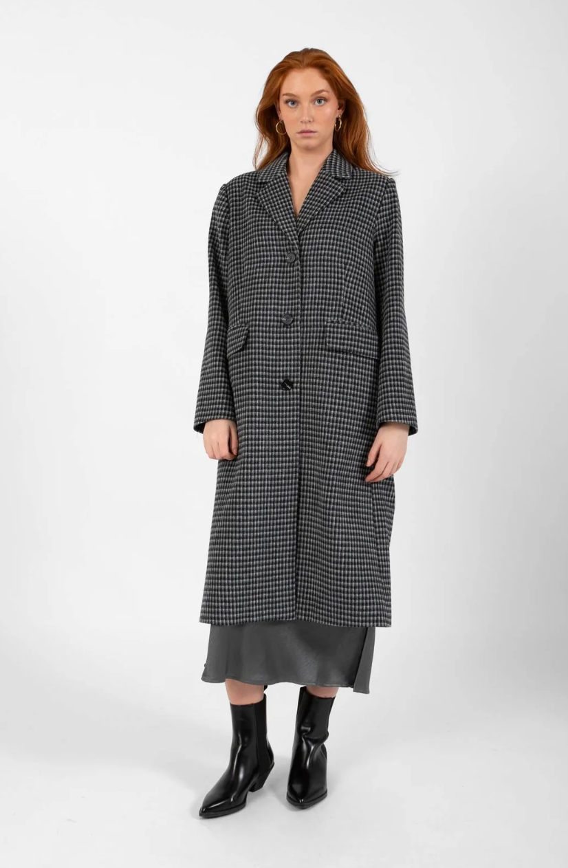 Coster Copenhagen CC Heart LEA Classic Long Jacket Grey/Black Check