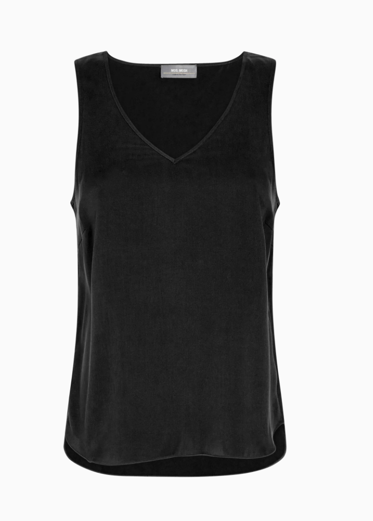 Mos Mosh V-Neck Silk Tank Top Black