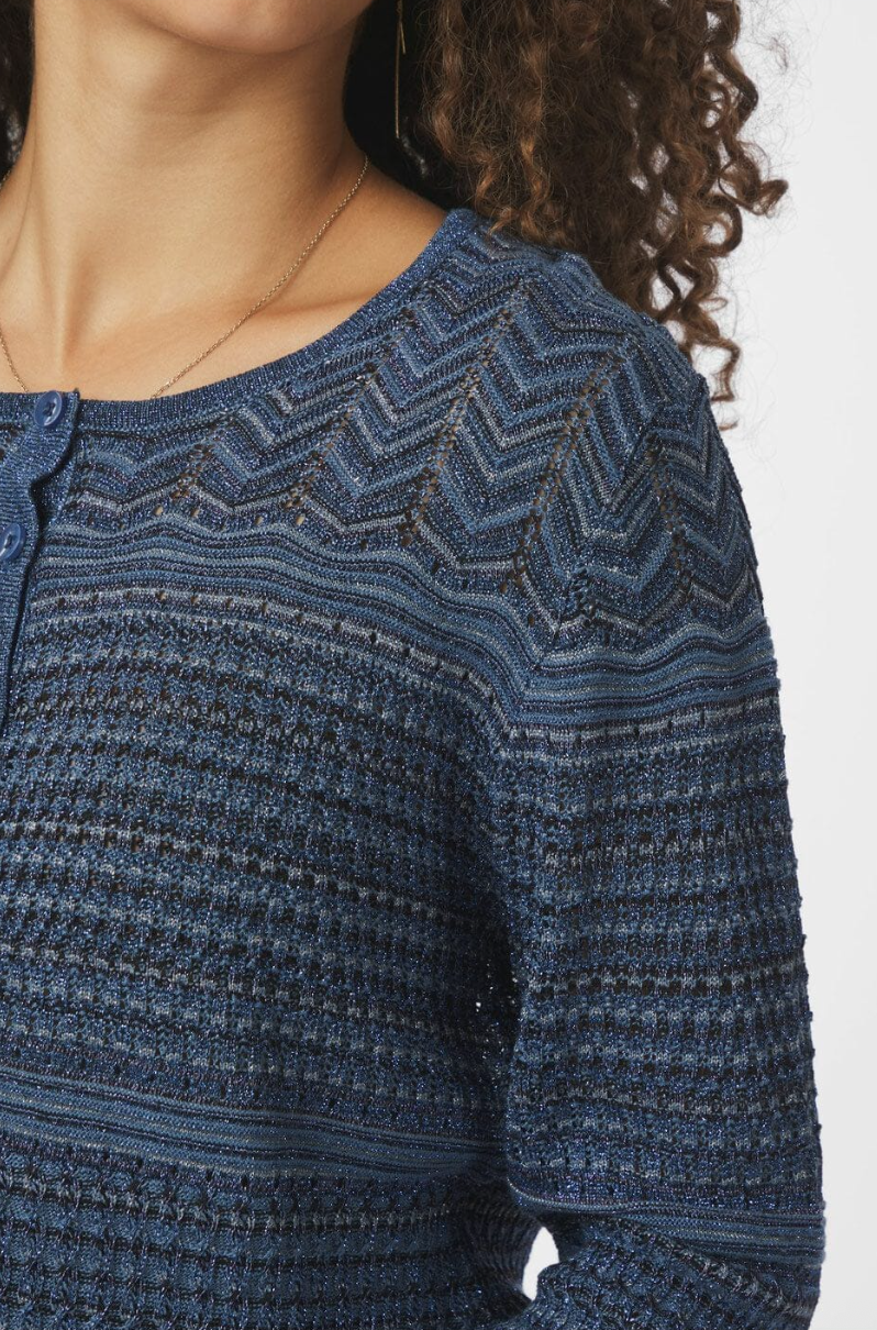 Neo Noir Gini Chevron Knit Cardigan 166461 Navy