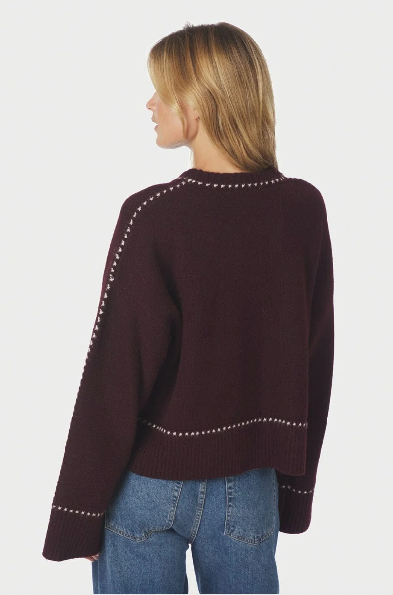 Neo Noir Roeme Knit Stitch Blouse 164818 Wine