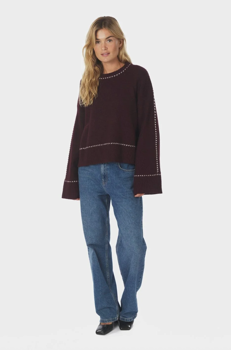 Neo Noir Roeme Knit Stitch Blouse 164818 Wine