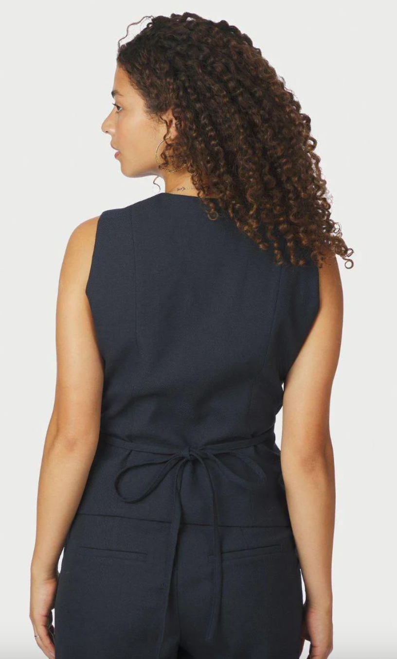 Neo Noir Samara Melange Waistcoat 165293 Navy