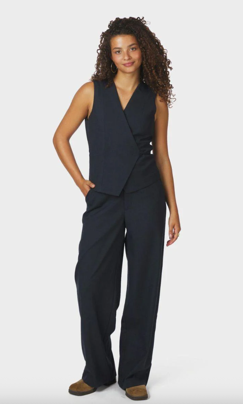 Neo Noir Samara Melange Waistcoat 165293 Navy