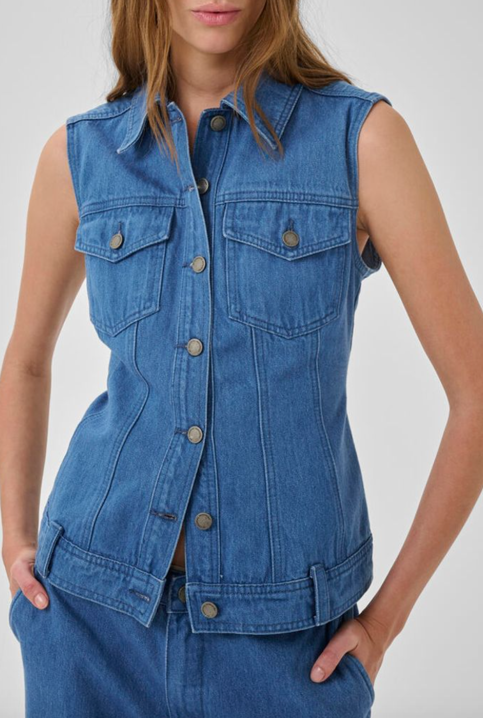 My Essential Wardrobe MWSaka 180 Shaped Vest Clear blue wash