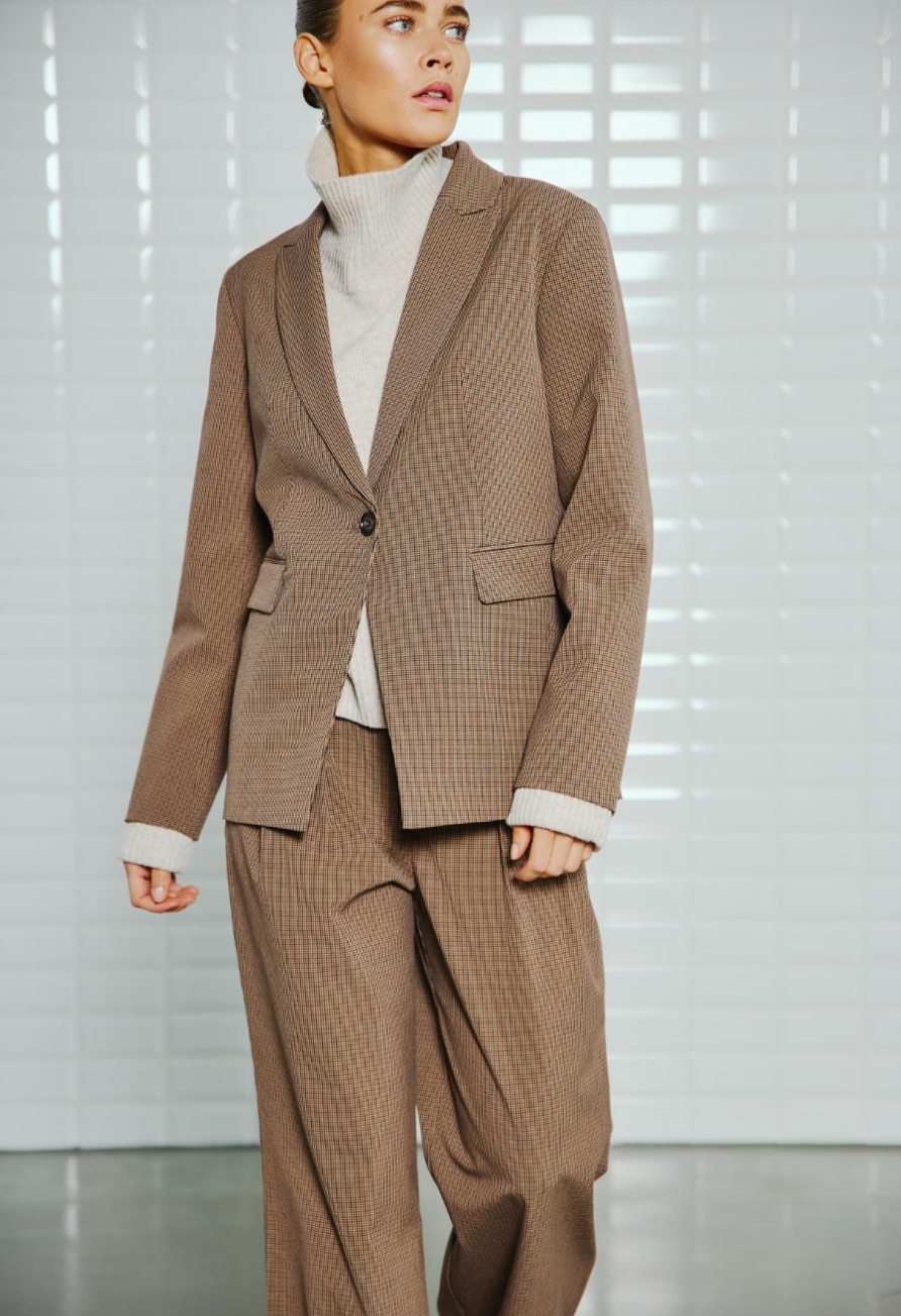 WITHBLACK WBLcolette Tailored Blazer Cognac Check