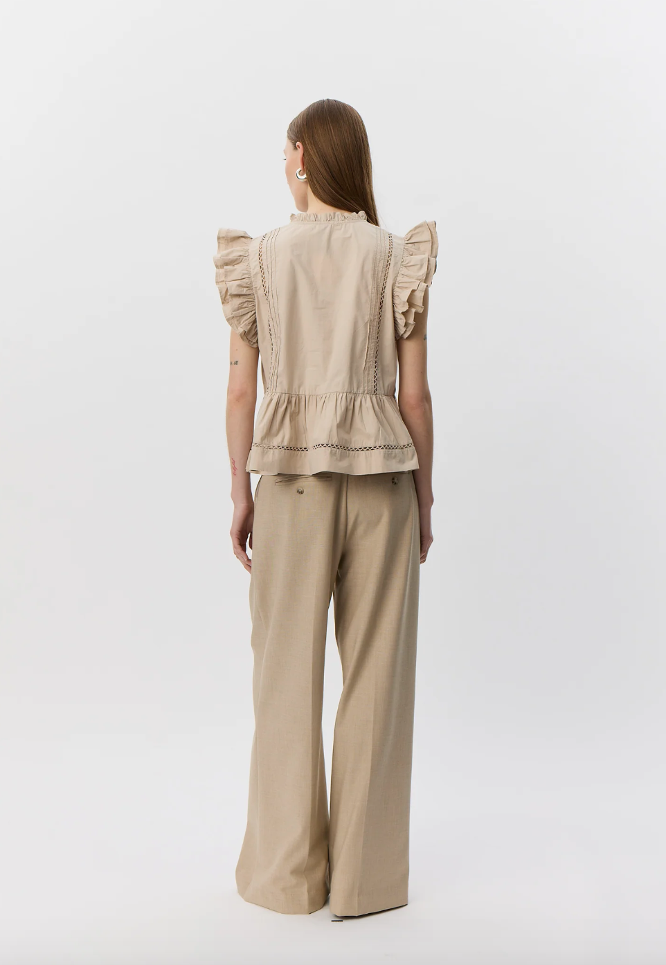 Sofie Schnoor Julien SW Frill Cotton Top Feather Gray
