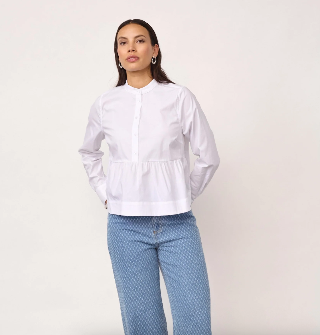 Co'Couture PoppyCC LS Flare Blouse 500025 White