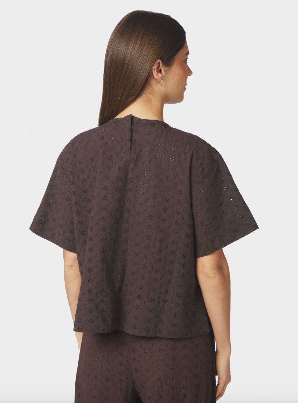 Neo Noir Viest Emb Blouse Dark Brown