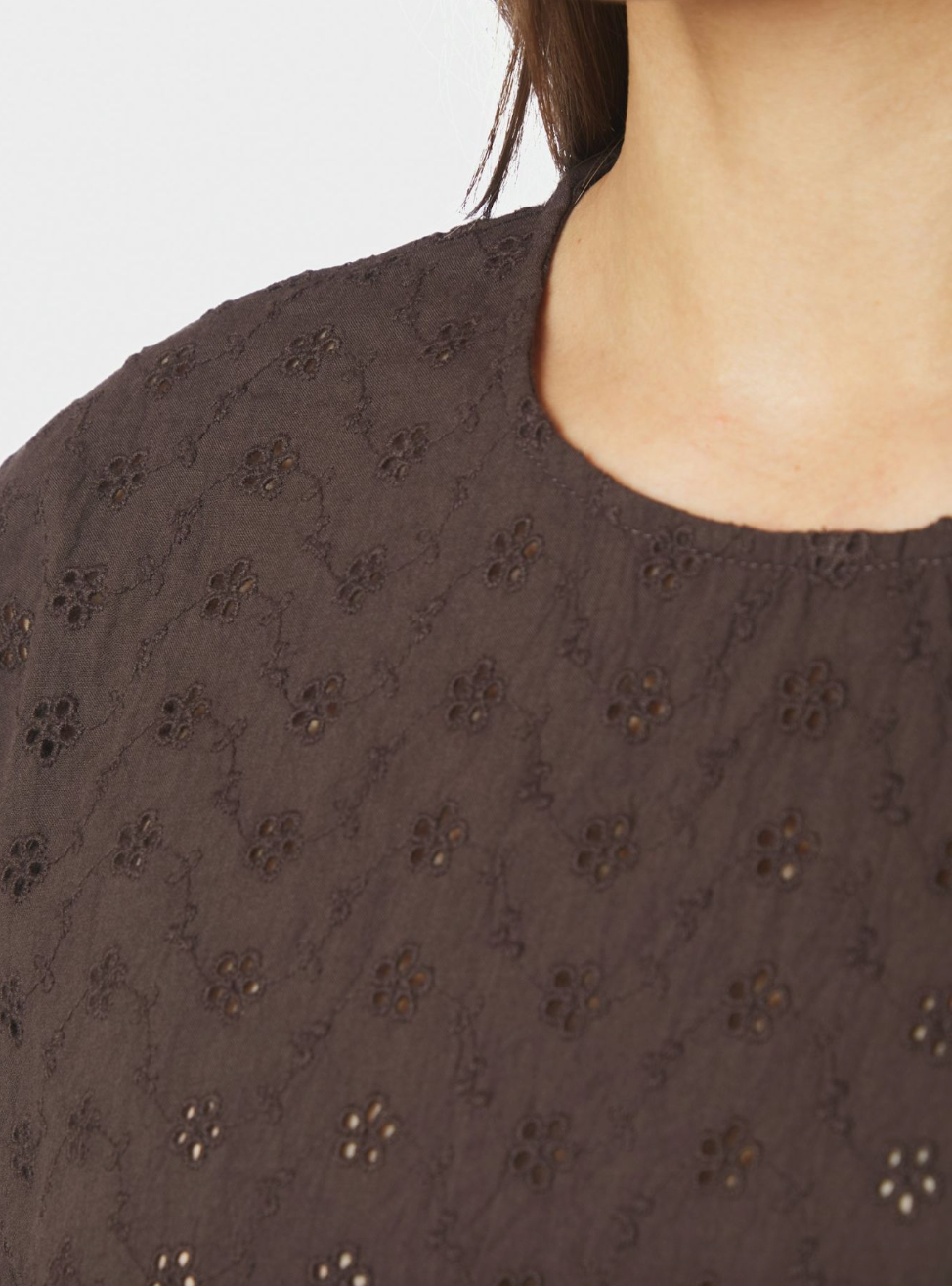 Neo Noir Viest Emb Blouse Dark Brown