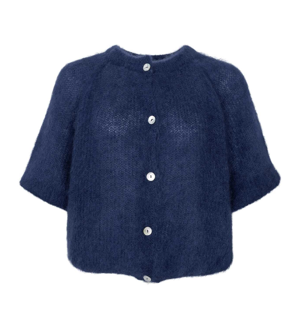 Black Colour BCBjoerk Patent Knit Cardigan Navy