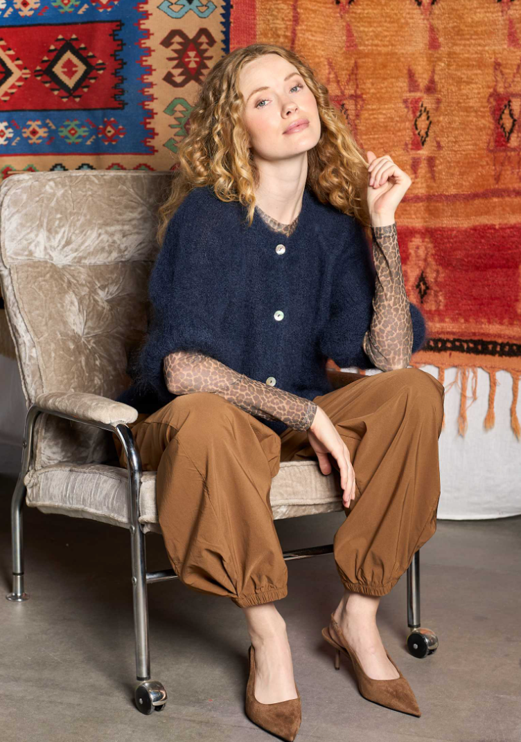 Black Colour BCBjoerk Patent Knit Cardigan Navy