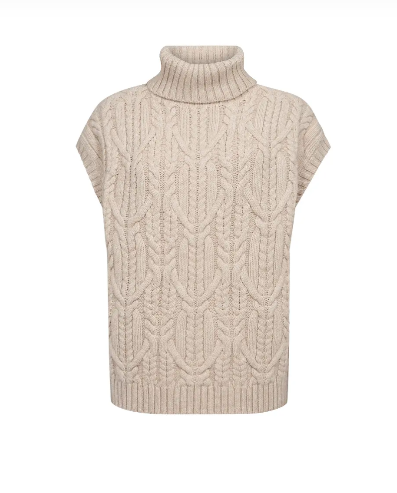 Co'Couture RowCC Oversize Cable Knit Vest 500112 Creme