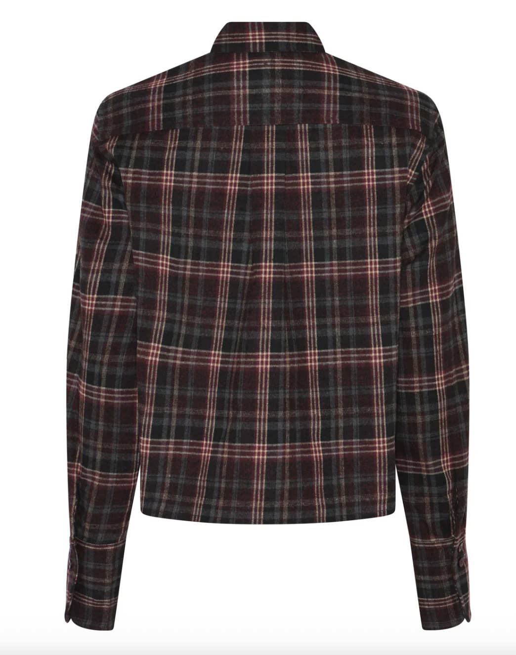 La Rouge Isa Cropped Shirt Grey/Wine Check