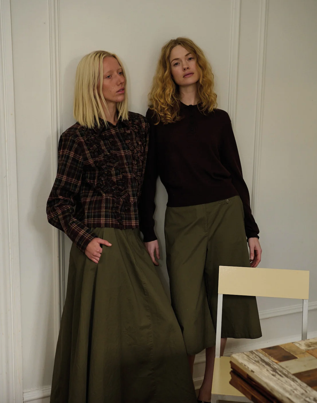 La Rouge Isa Cropped Shirt Grey/Wine Check