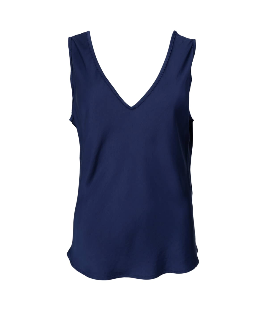Black Colour BCMabel Double V-Neck top 41210 Dark Blue