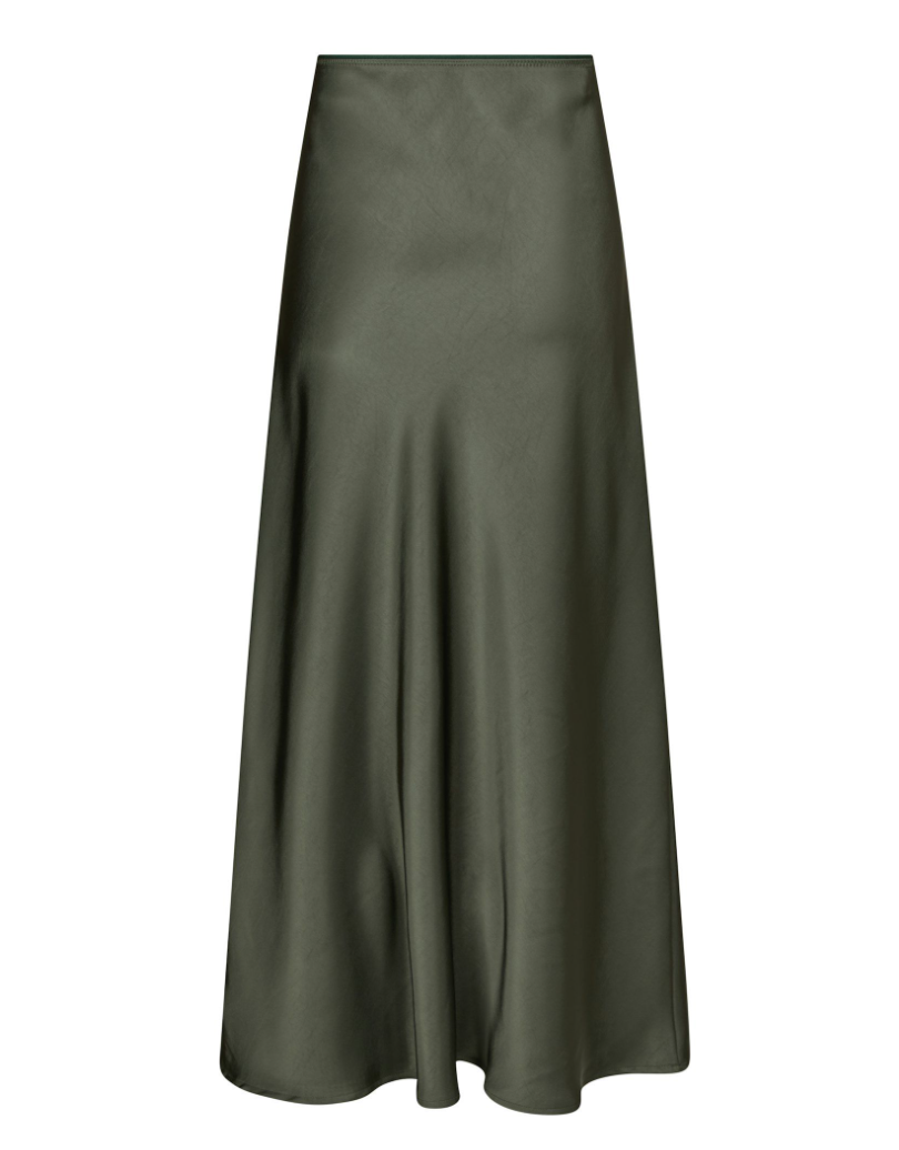 Neo Noir Vicky Heavy Sateen Skirt Deep Green
