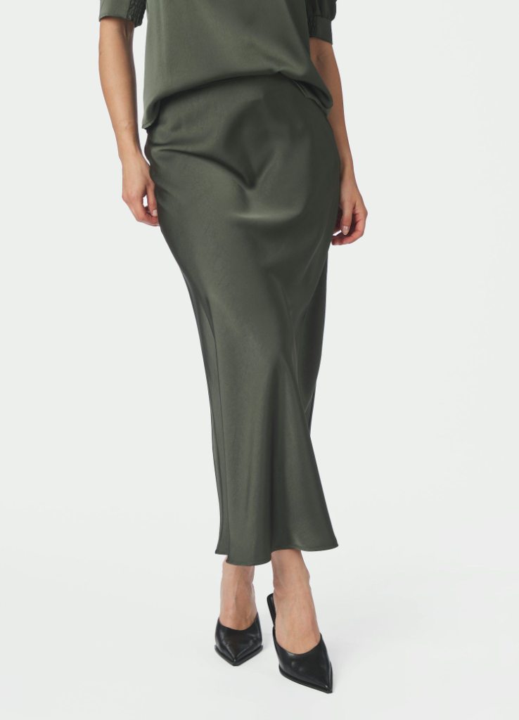Neo Noir Vicky Heavy Sateen Skirt Deep Green