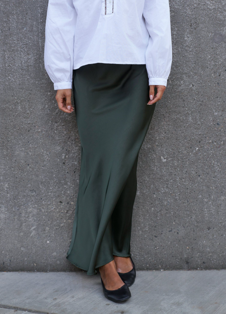 Neo Noir Vicky Heavy Sateen Skirt Deep Green