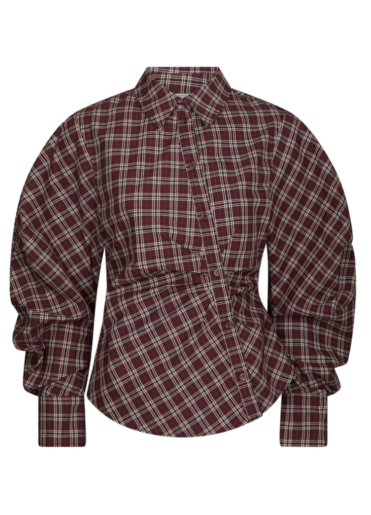 Neo Noir Neoella Medium Check Shirt Plum