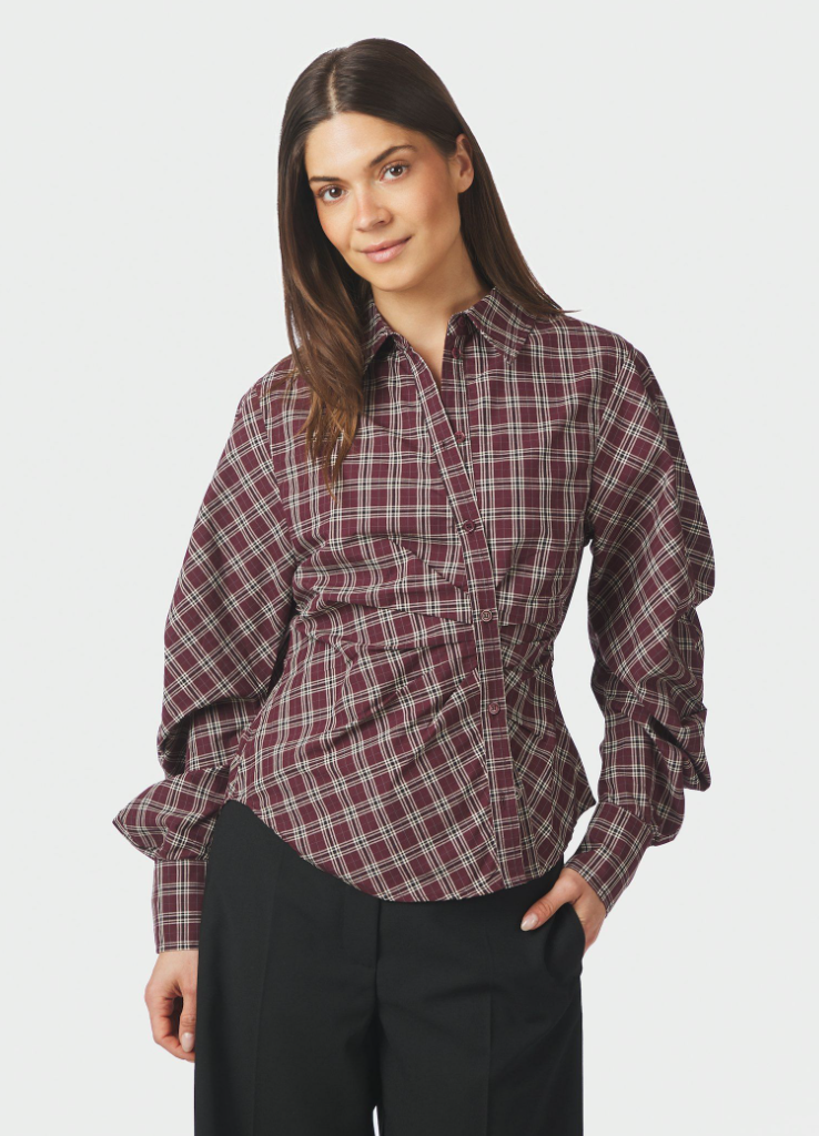 Neo Noir Neoella Medium Check Shirt Plum