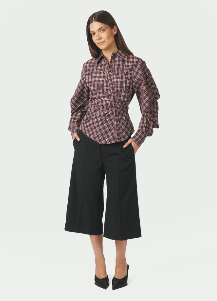 Neo Noir Neoella Medium Check Shirt Plum