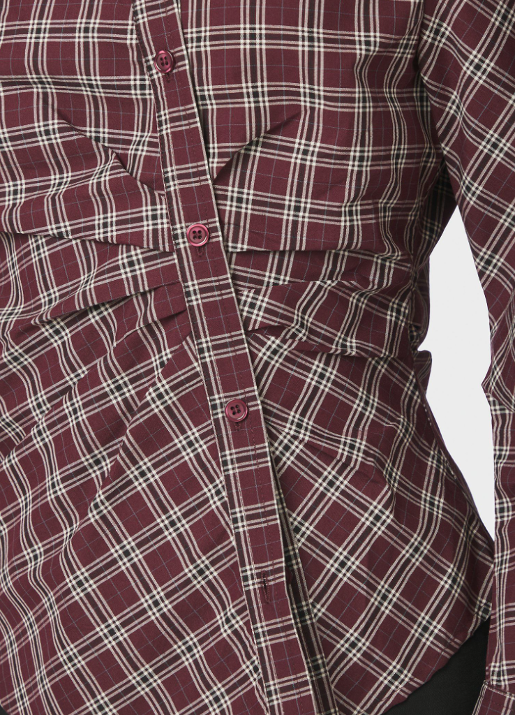 Neo Noir Neoella Medium Check Shirt Plum