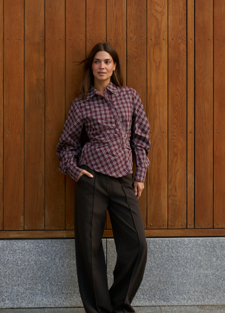 Neo Noir Neoella Medium Check Shirt Plum