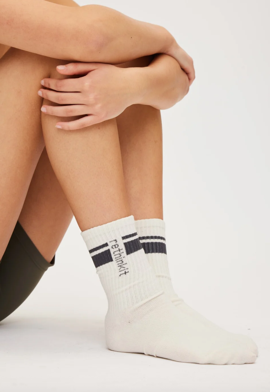 Rethinkit Studios Striped Crew Sock 2pack Ink Almost Black