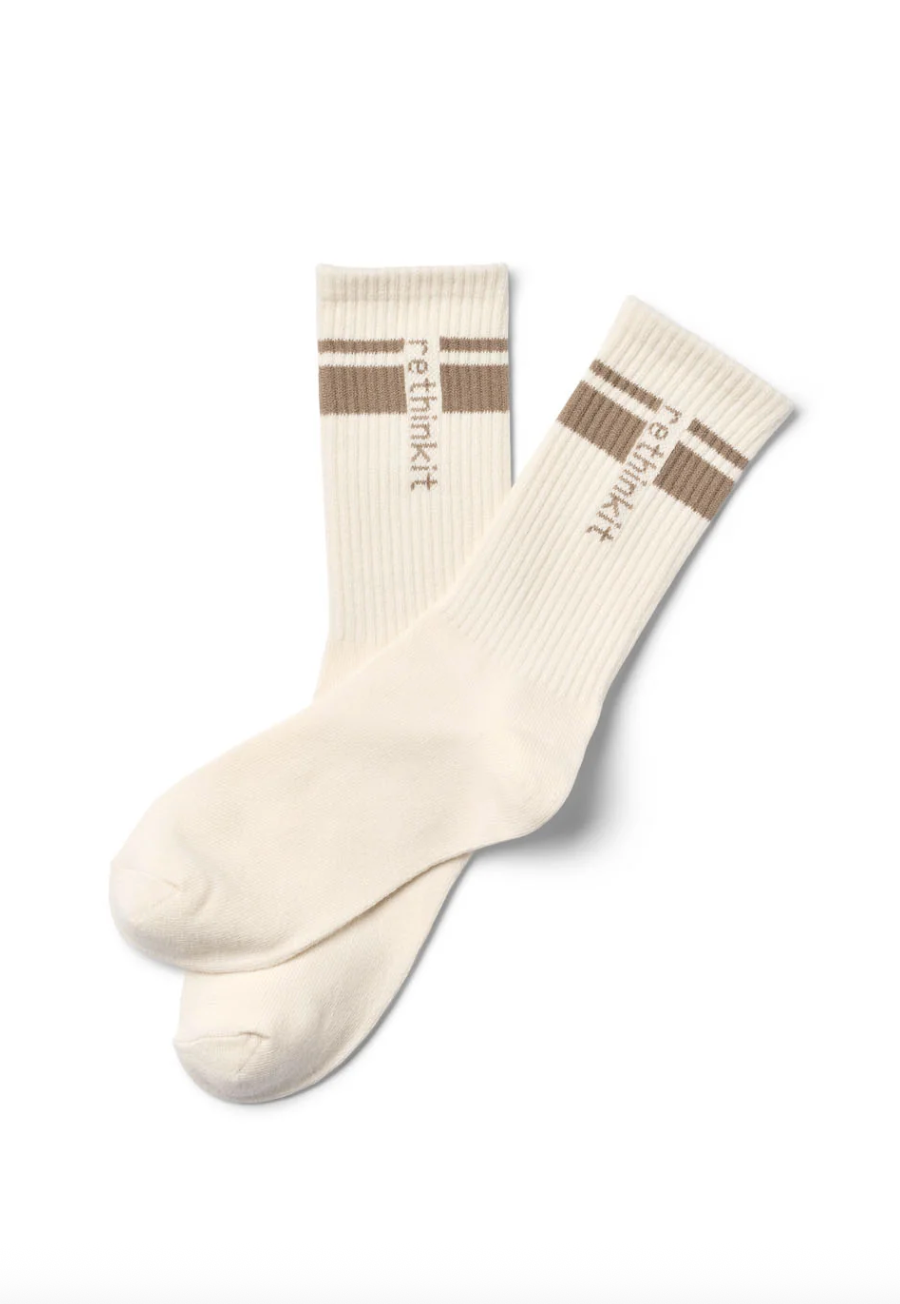 Rethinkit Studios Striped Crew Sock 2pack Ink Mocha