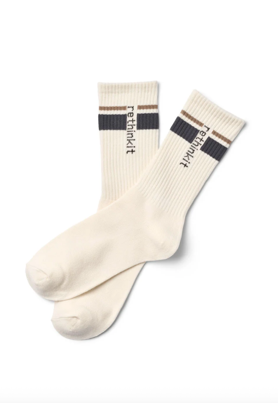 Rethinkit Studios Striped Crew Sock 2pack Ink Mocha