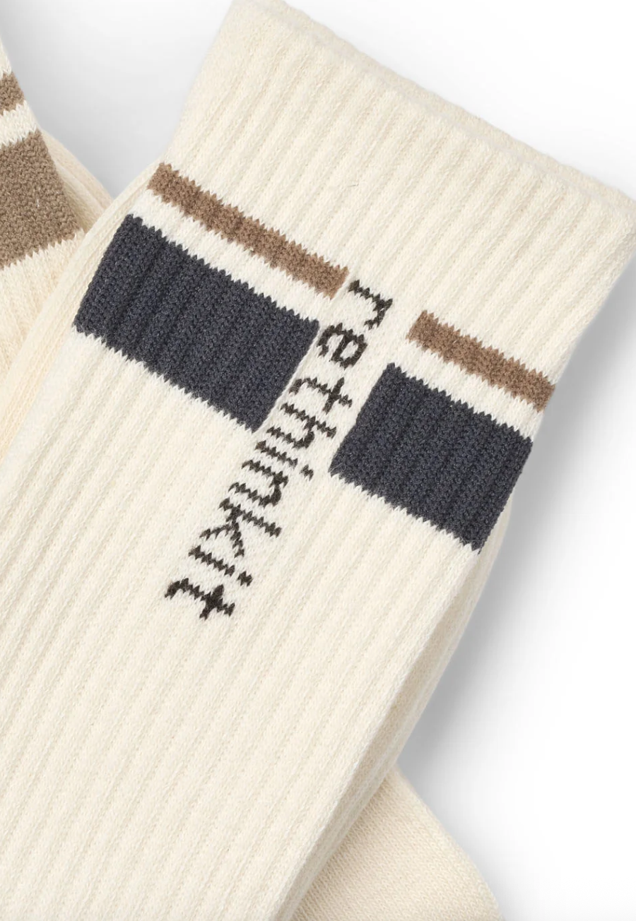 Rethinkit Studios Striped Crew Sock 2pack Ink Mocha