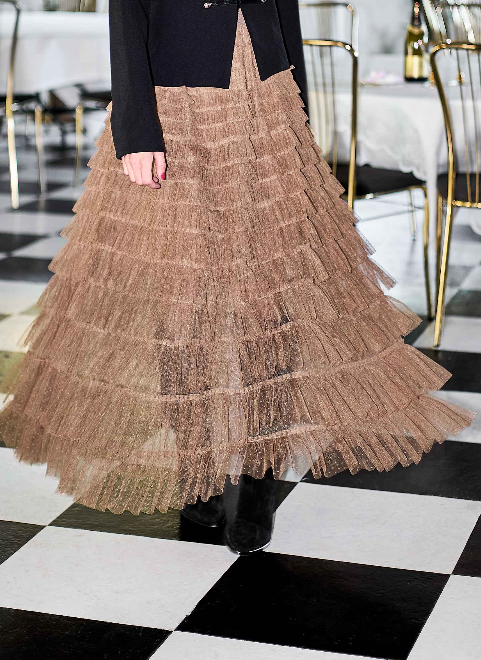 Black Colour BCAngelina Mesh Skirt Latte