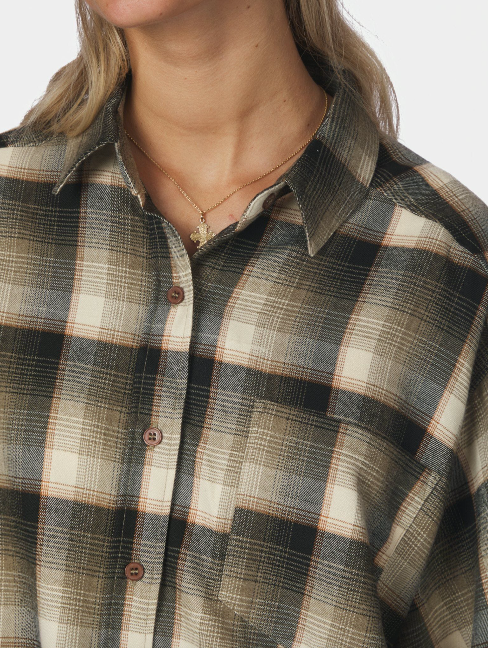 Neo Noir Dalma Flannel Check Shirt Army